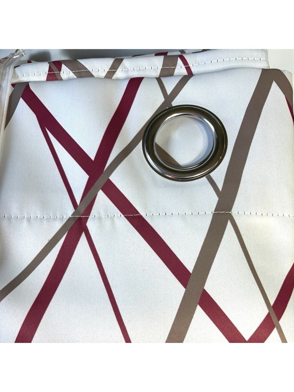 Miulee-NWT pair of 52”x96” silky geometric drapes. Off white/maroon/taupe. NEW!